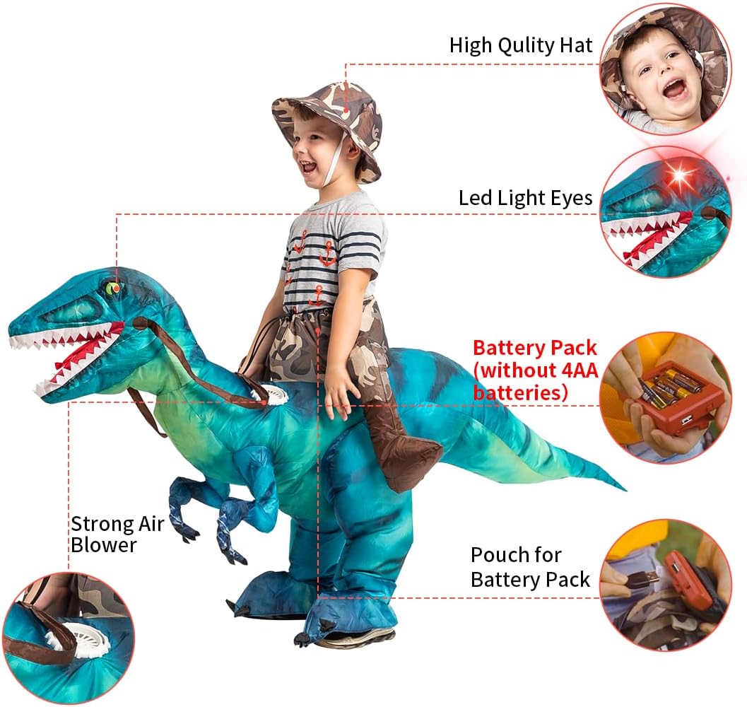 Inflatable Dinosaur Costume for Kids Halloween Costumes Boys Girls Funny Blow up Costume for Halloween Party Cosplay…