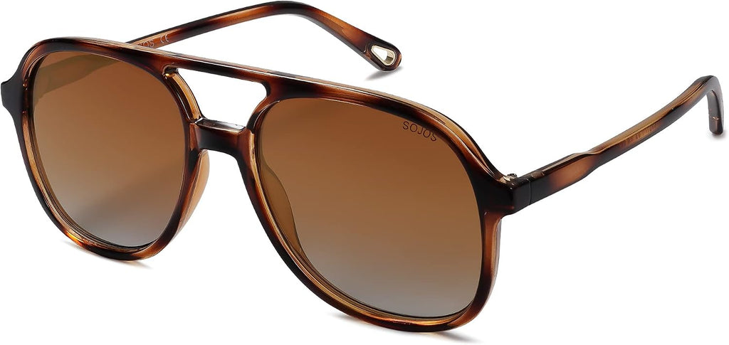 Retro Polarized Aviator Sunglasses Womens Mens SJ2174 | Classic 80s 90s Vintage Trendy Square Aviators UV400