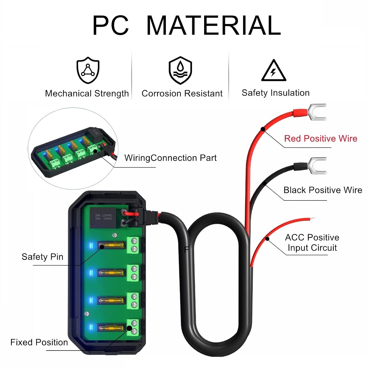 12v Fuse Block, Motorcycle Fuse Box 20A Low Profile Terminal Block | Low Profile Terminal Block Holder w/LED