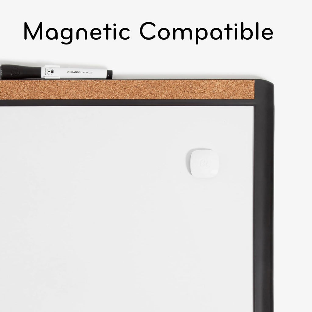 Contempo Magnetic Dry Erase Board, PINIT White Board, 11" x 14" Inches, White Plastic Frame Includes Markers