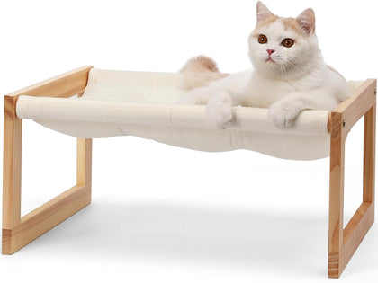 Cat Bed Hammock, Cozy Velvet Cat Couch for Indoor Cats, Raised Wooden Cats Perch, 21 Inch Pet Sofa, Outdoor Dog Beds