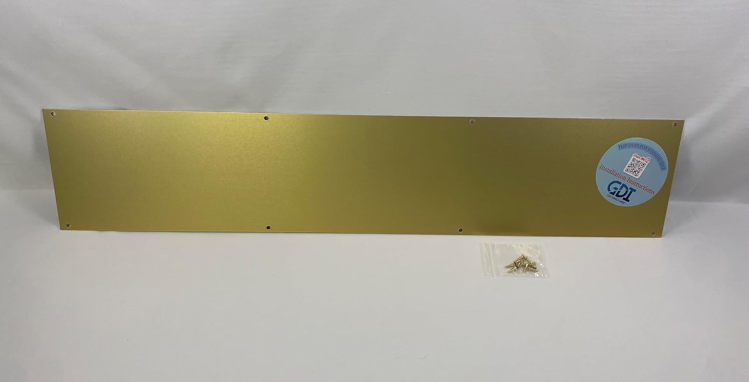 CPG Products - Metal Kick Plate, 6-inch Height, 3/64-inch Thick - Choose The Width for Your Door (Brass Tone (BT)