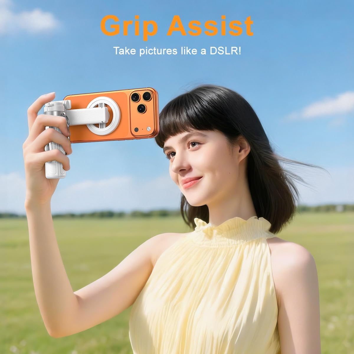 Upgrated 5-in-1 Magnetic Selfie Stick with Remote for Cell Phone 360° Rotation.Can Transforms into Mini Tripod/Camera