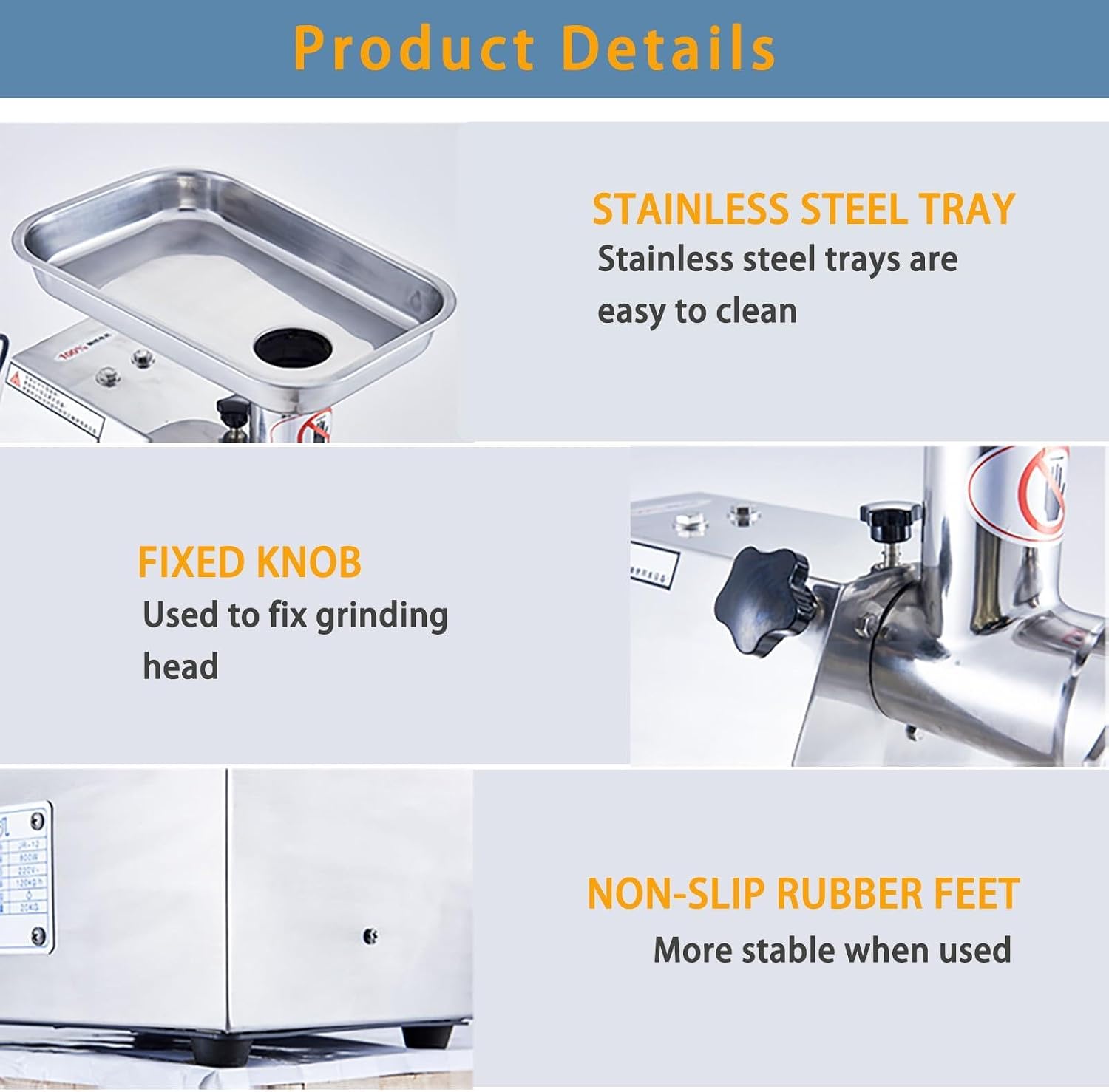 Commercial Electric Meat Grinder 800w - Heavy Duty 120KG/h High Capacity with Copper Motor, ETL Certified. Includes