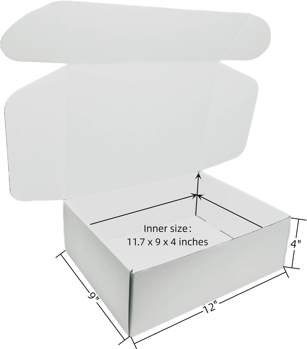 Small Corrugated Mailer Boxes 12x9x4 Inches (White,Pack of 5)