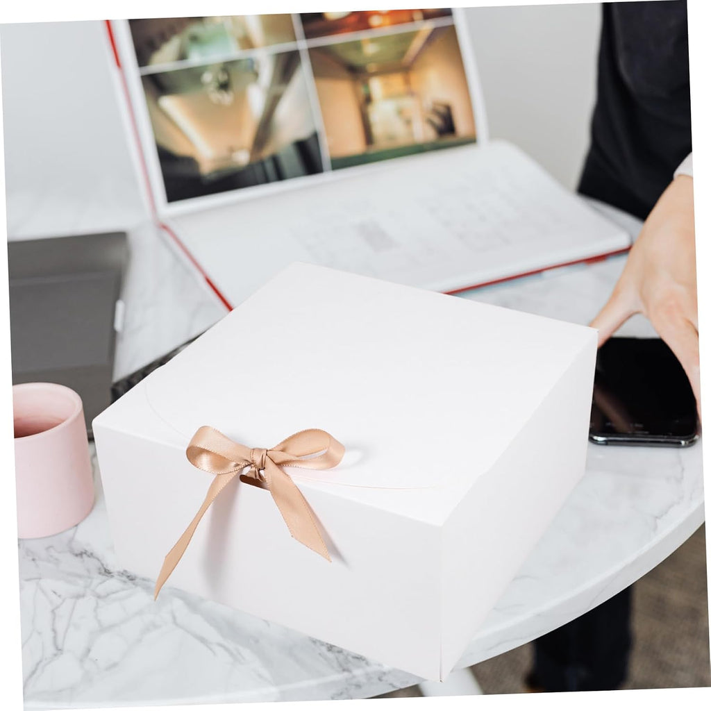 White Clamshell Gift Boxes with Lids 12 Pack Kraft Paper