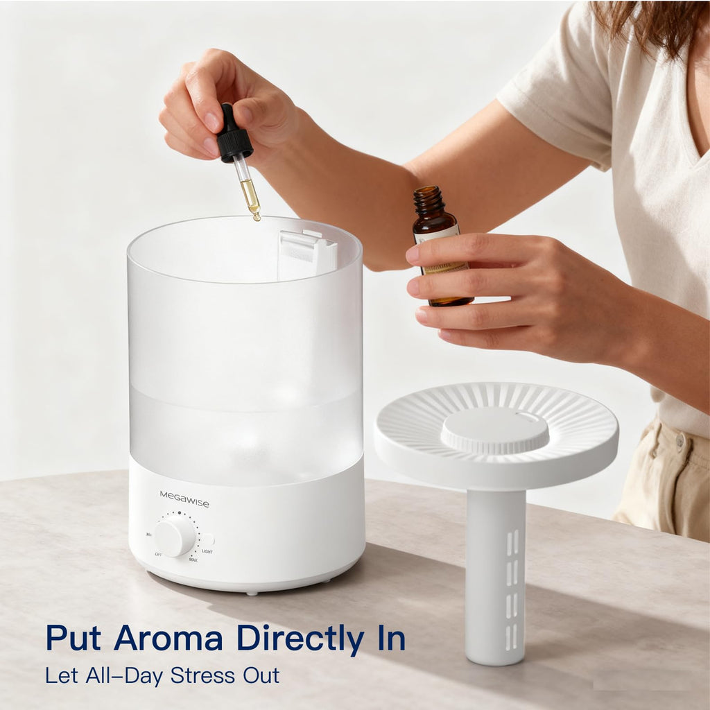 2 pack 3.5L Ultrasonic Cool Mist Humidifier – Top-Fill, Essential Oil Diffuser, Quiet Operation, Night Light, Auto