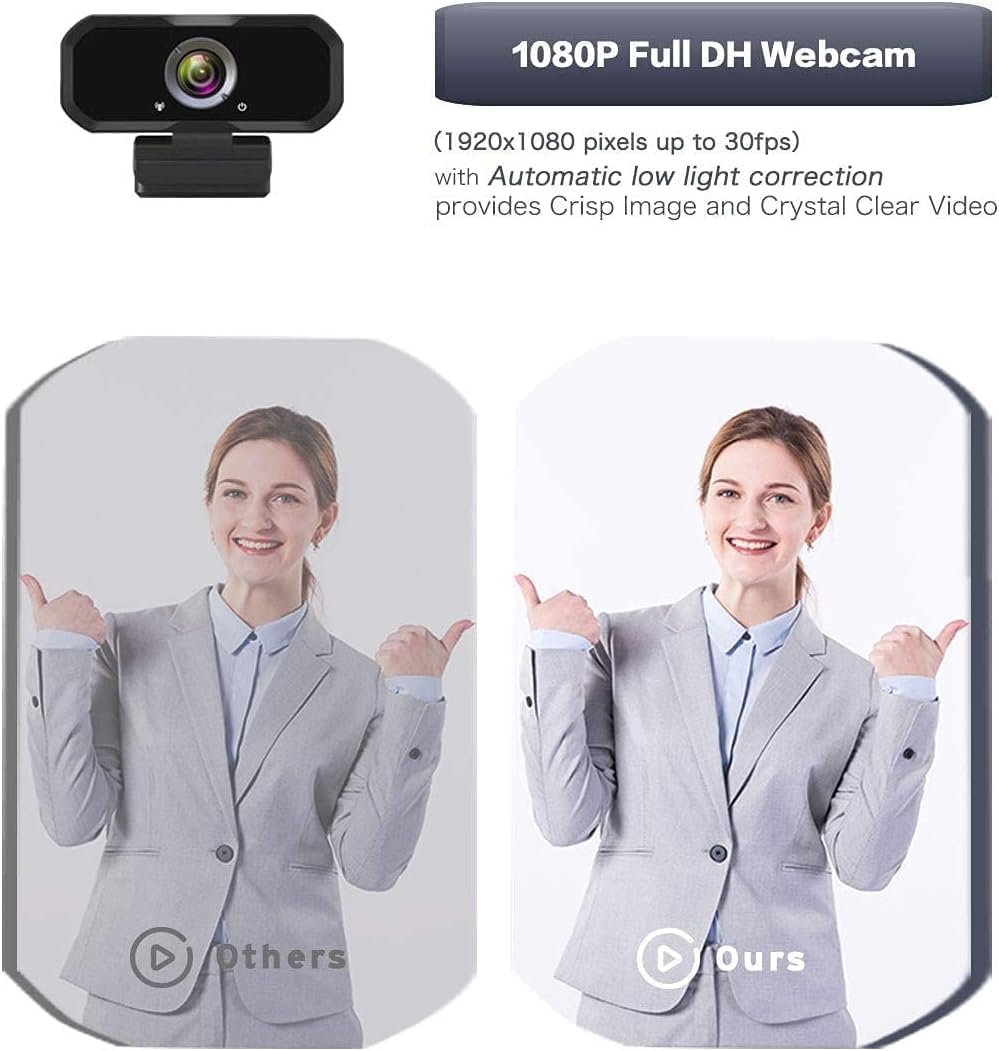 Webcam 1080p HD Computer Switch 2 Camera - Microphone Laptop USB PC Webcam with Tripod Stand, 110 Degree Live