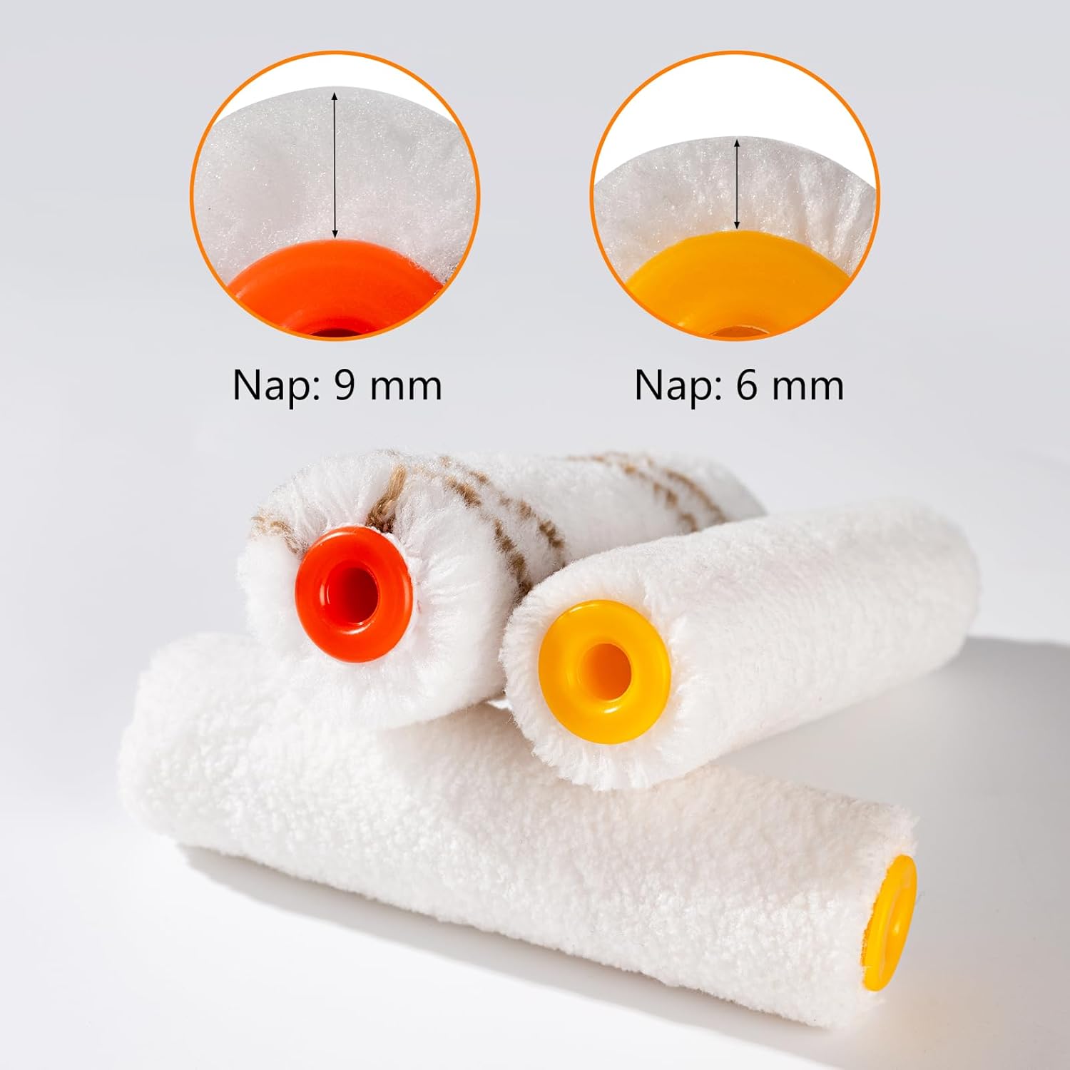 4 Inch Paint Roller Kit, 12-Piece Mini Roller Set with 6 Microfiber Sleeves, Tray, Liner & Cover, Handle, 1.5" Angled
