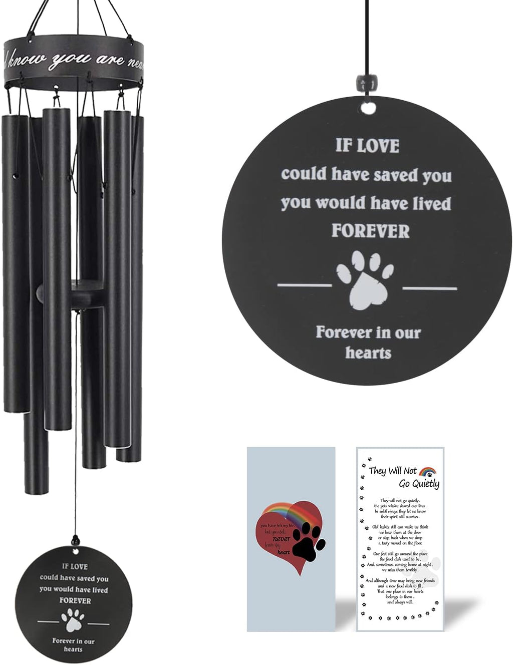 Pet Memorial Wind Chime, 30 Inches Paw Print Pet Remembrance Gift to Honor