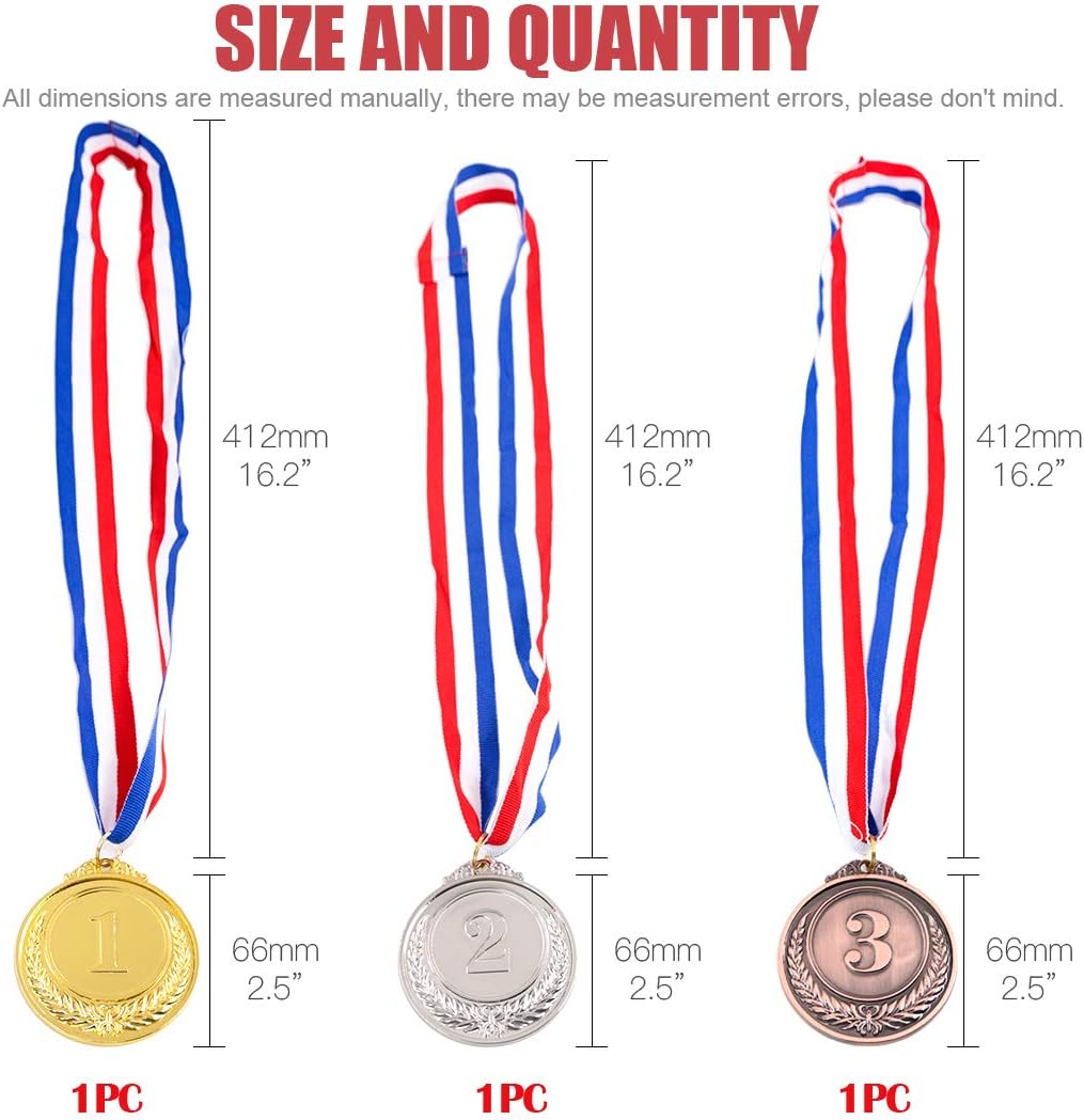 Gold Silver Bronze Award Medals with Ribbon Winner Awards Olympic Style for Kids School Sports Meeting Sports Events