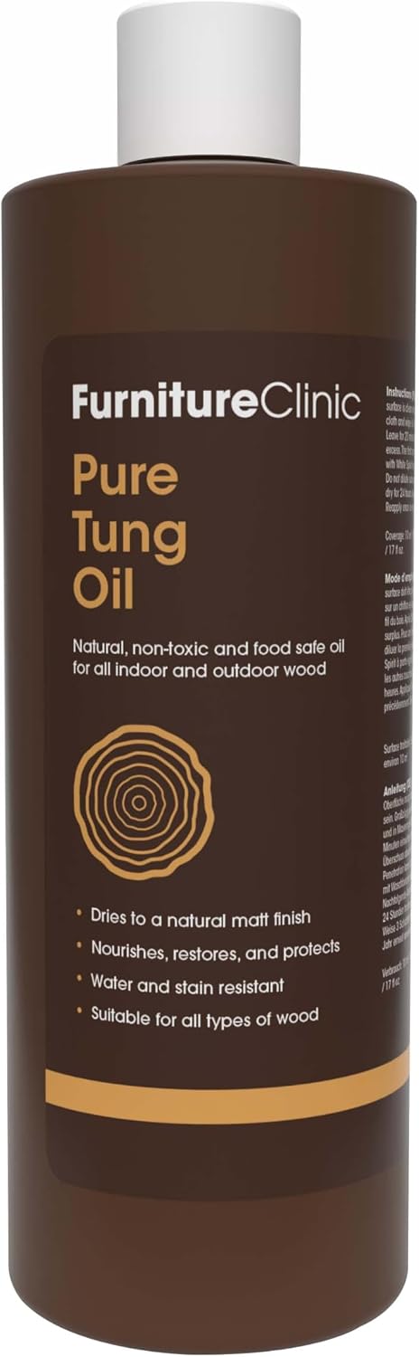 Pure Tung Oil for Wood | Non-Toxic Food Grade Water Resistant Tung Oil | Finish & Seal Natural or Stained & Treated