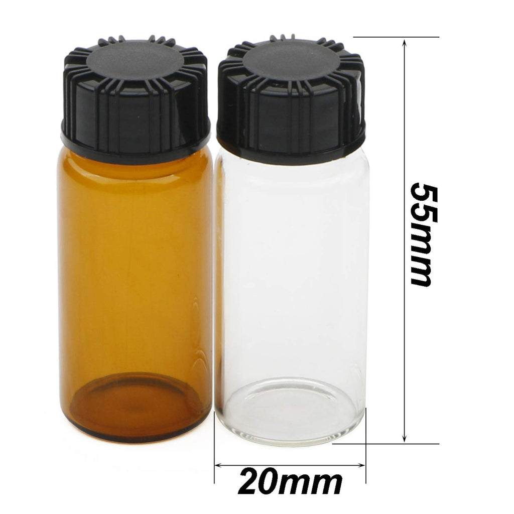 15 Pack 10 ml Small Glass Bottles Vials with Screw Caps, Brown&Clear