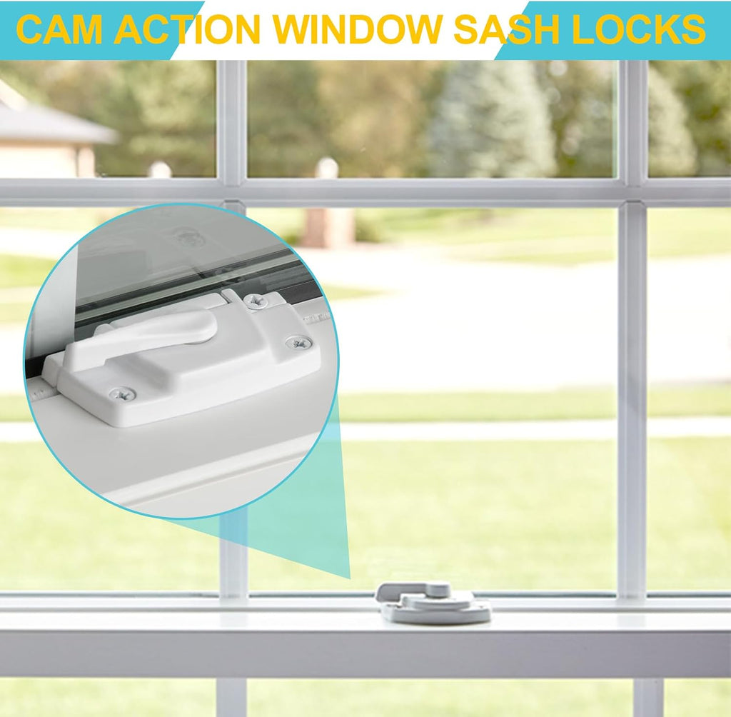 F 2554 Diecast Cam Action Window Sash Lock with Alignment Lugs, Replacement Sash Locks for Sliding Windows Double