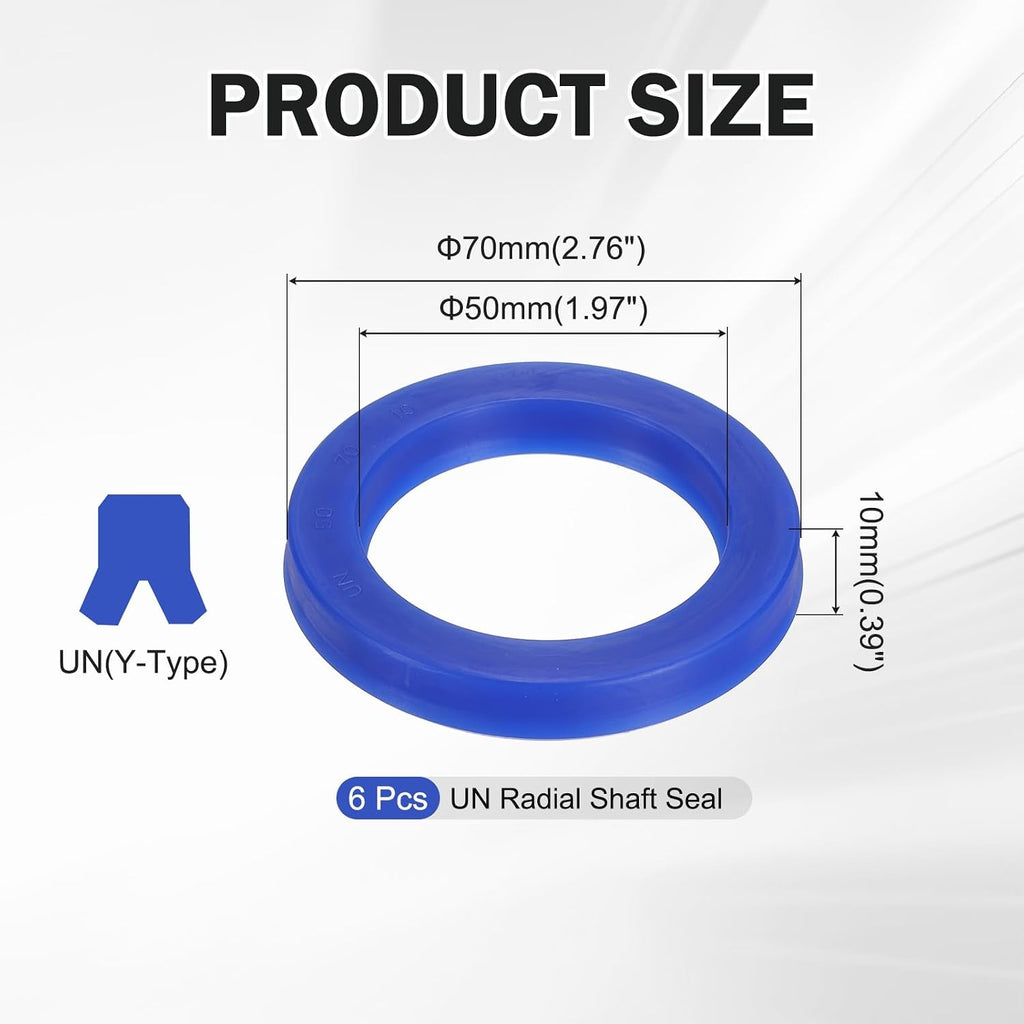 2 Pcs UN Radial Shaft Seal 50mm ID x 70mm OD x 10mm Width Blue