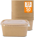 35 oz Paper Food Containers with Lids 50 Pack Meal Prep Containers