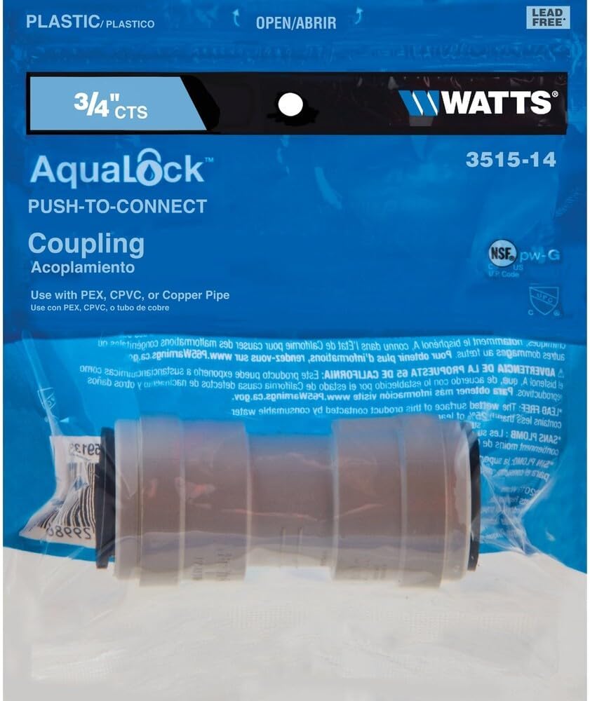 Watts AquaLock Plastic Push-to-Connect Union Coupling 3/4" CTS x 3/4" CTS