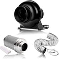 Ventilation Kit, 4 Inch Inline Fan 200 CFM Exhaust Blower, 4 Inch Carbon Fiber Filter Exhaust Fan Combo with 8 Feet