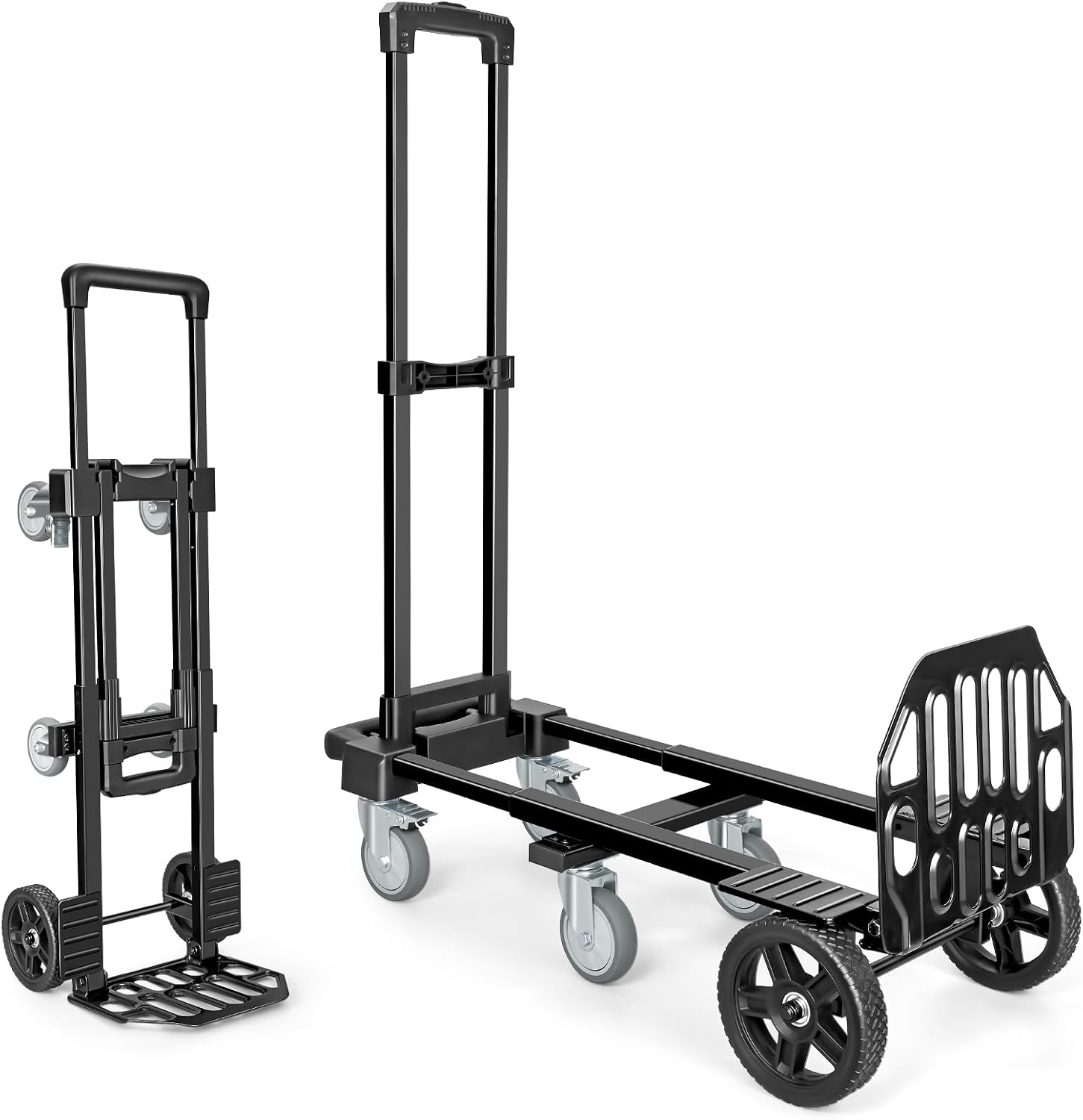 3-in-1 Convertible Dolly Cart with Wheels, 600LBS Heavy Duty Hand Truck Dolly, Hand Truck with Adjustable Handle