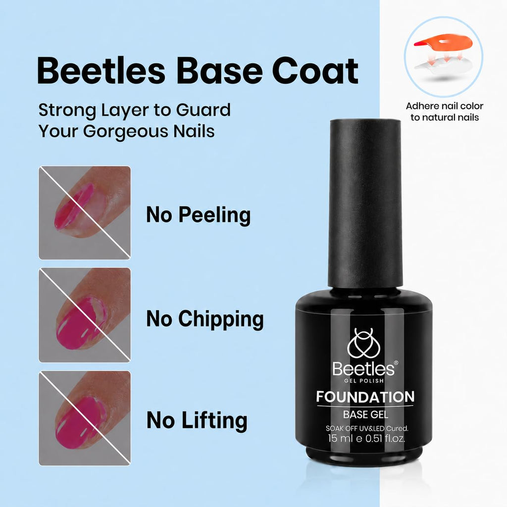 Beetles 3Pcs 15 ml Builder Nail Gel with Base and No Wipe Top Coat | Gel Polish Kit for Gloss Finish and Long-Lasting