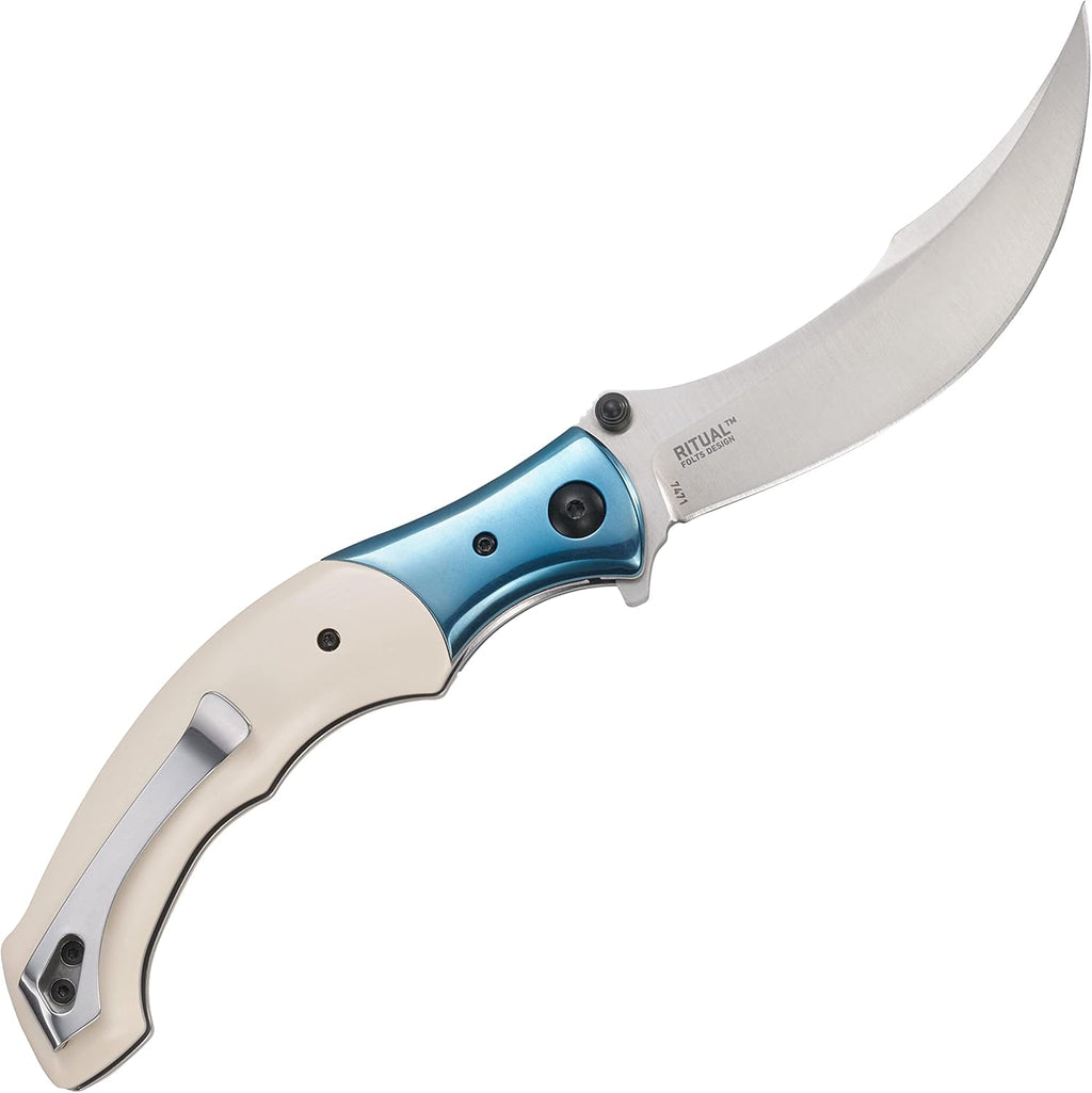 Ritual Assisted Pocket Knife: Everyday Carry Utility Folder, Sandvik 12C27 Steel Recurve Blade with Satin Finish