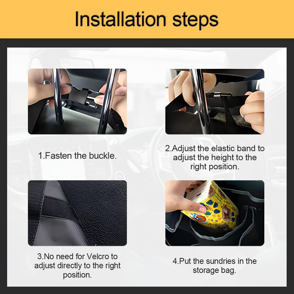Car Trunk Organizer, Backseat Hanging Storage with 4 Large Pockets, Collapsible Cargo Bag with Adjustable Straps