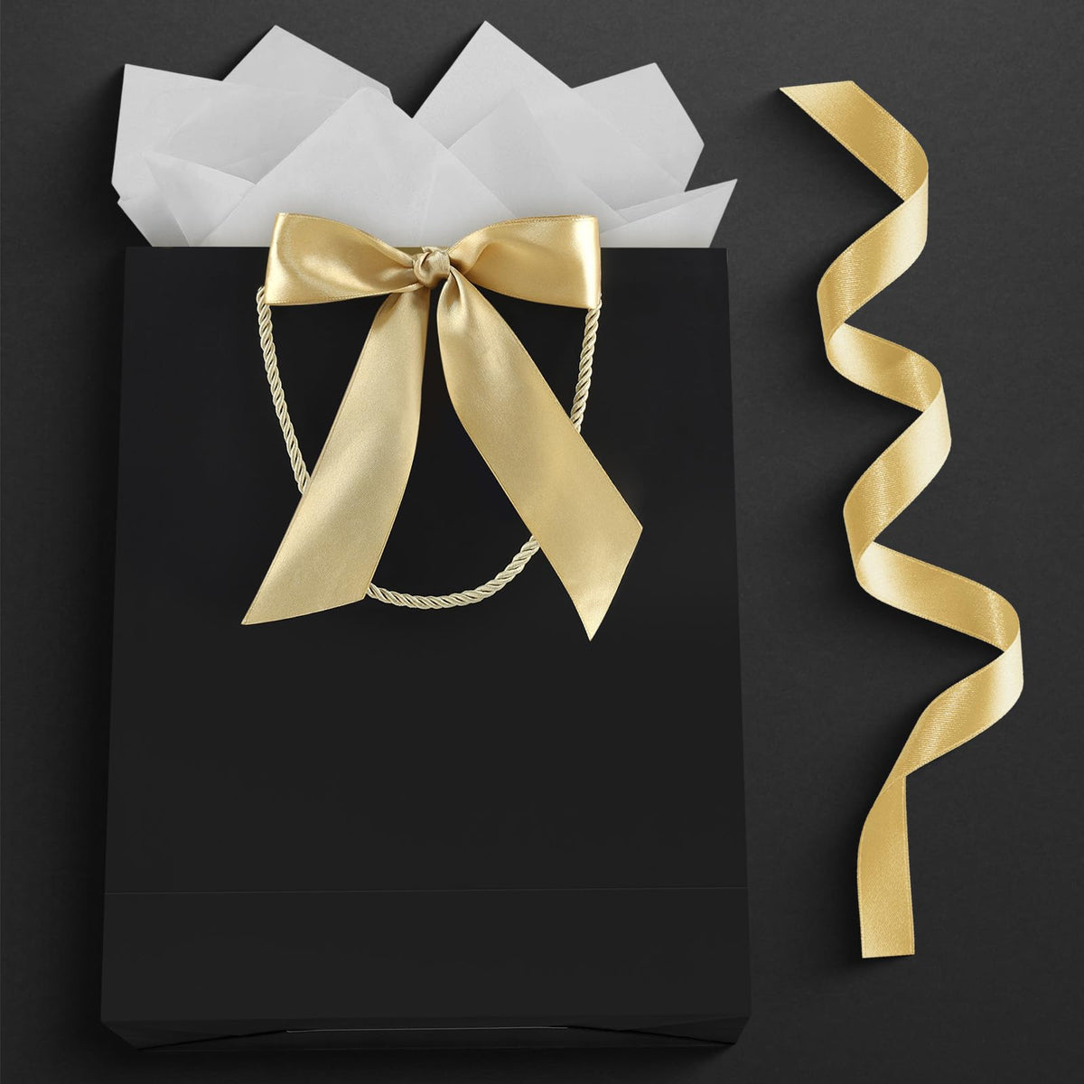 Medium Black Birthday Gift Bags with Tissue Paper & Handles 2-Pack