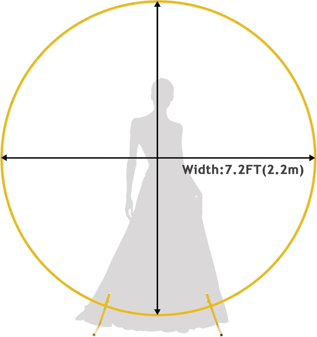 7.2ft Round Backdrop Stand Gold Circle Arch Metal Wedding Arch