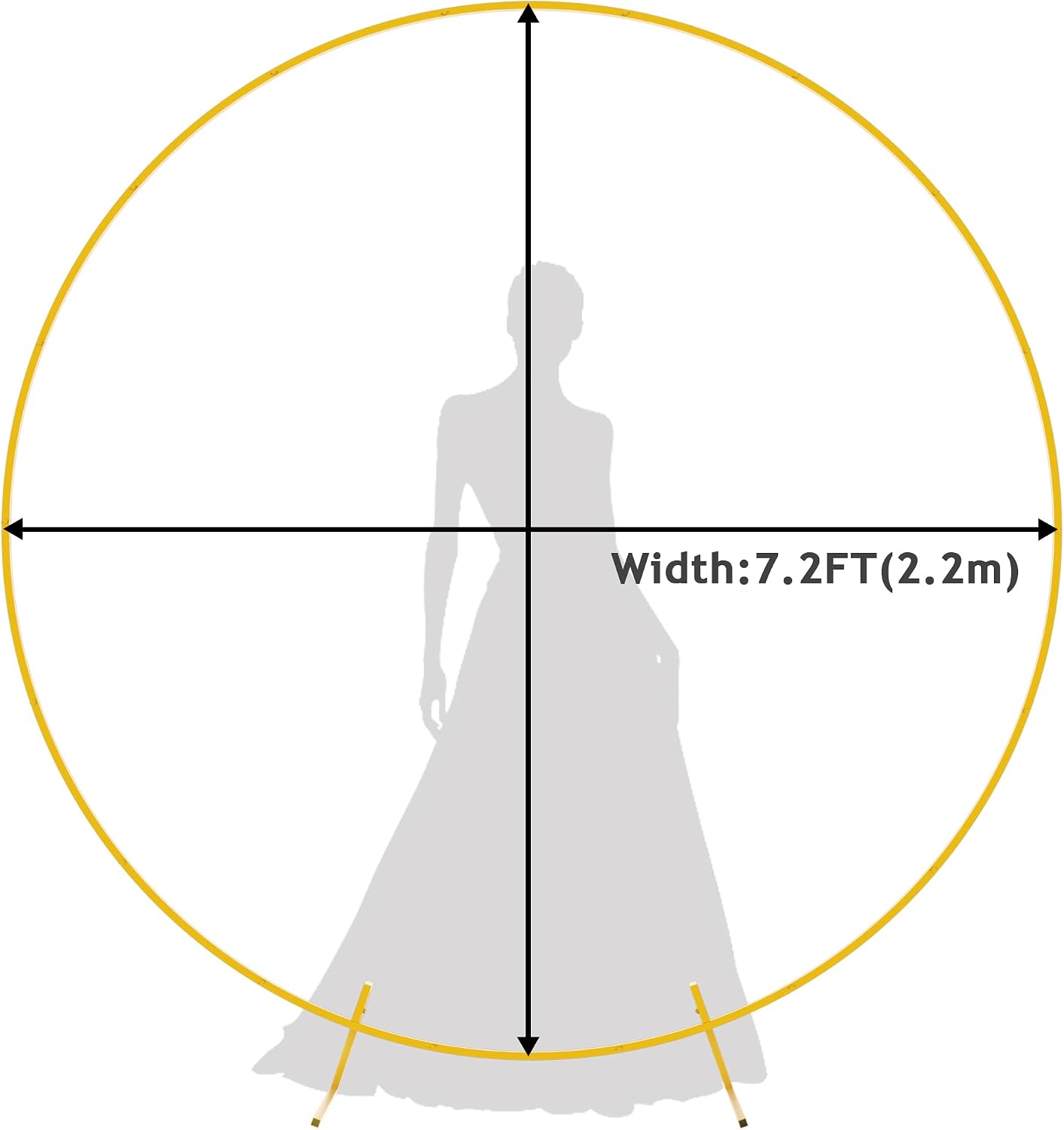 7.2ft Round Backdrop Stand Gold Circle Arch Metal Wedding Arch