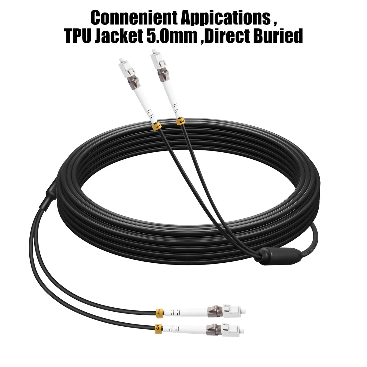 Outdoor LC to LC OM3 Fiber Patch Cable Multimode TPU, 25M(82ft)