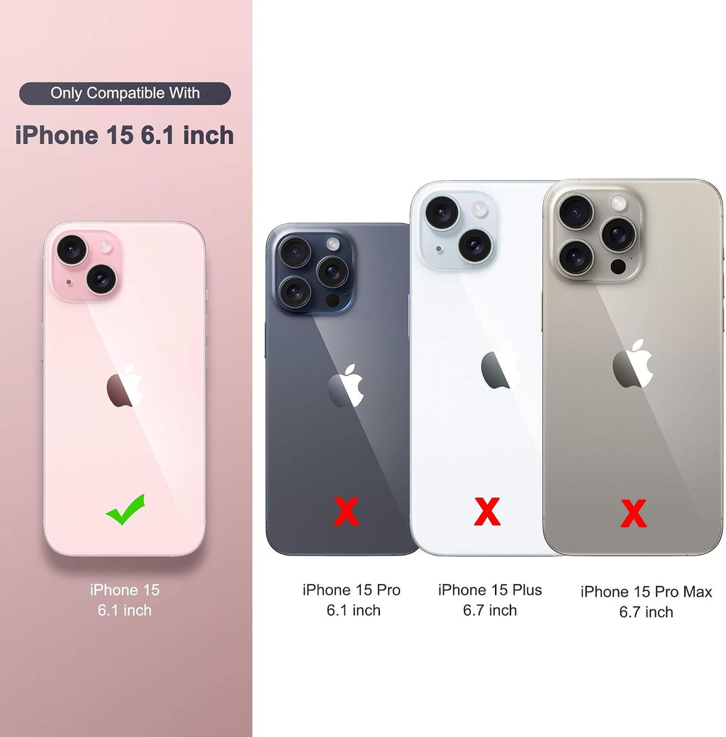 Compatible with iPhone 15 Wallet Case for Women, Premium PU Leather Floral Flip Cover with Card Holder, Kickstand