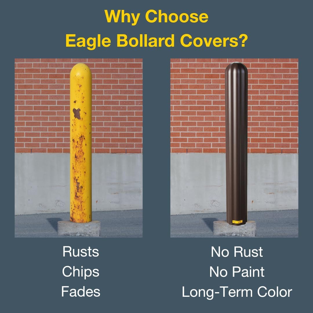 Bollard Covers for 4 Inch Poles - 56" Tall Bollard Post Sleeve | Durable Fluted HDPE Plastic - Trimmable Brown
