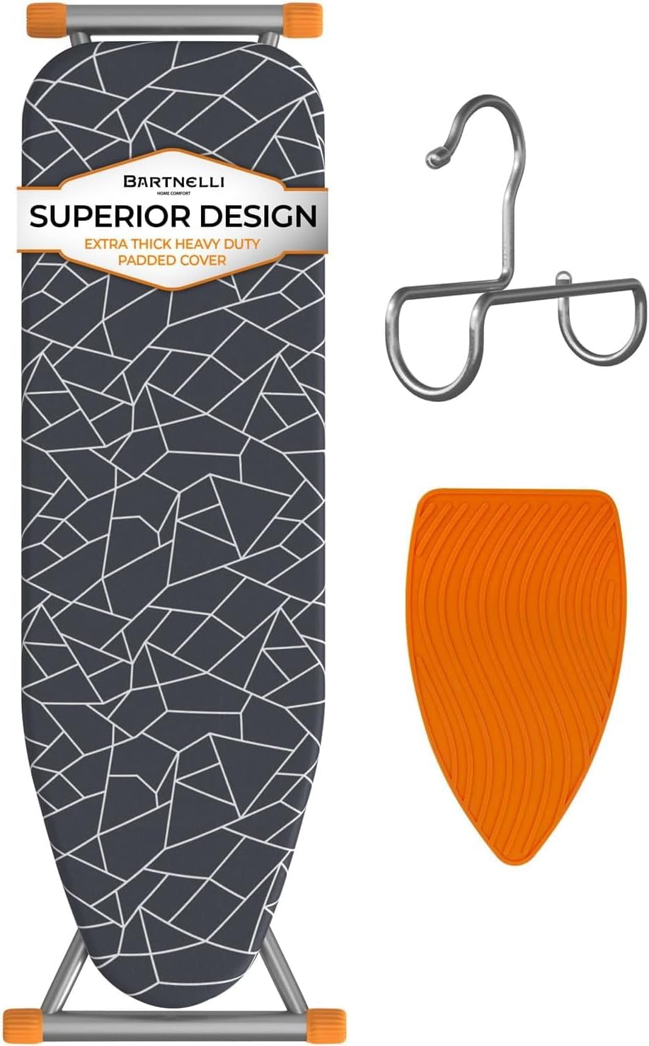 Compact Ironing Board, 13x43 Space-Saving Steel Foldable Iron Board, 4 Layer Cotton Cover, Adjustable Height, Bonus