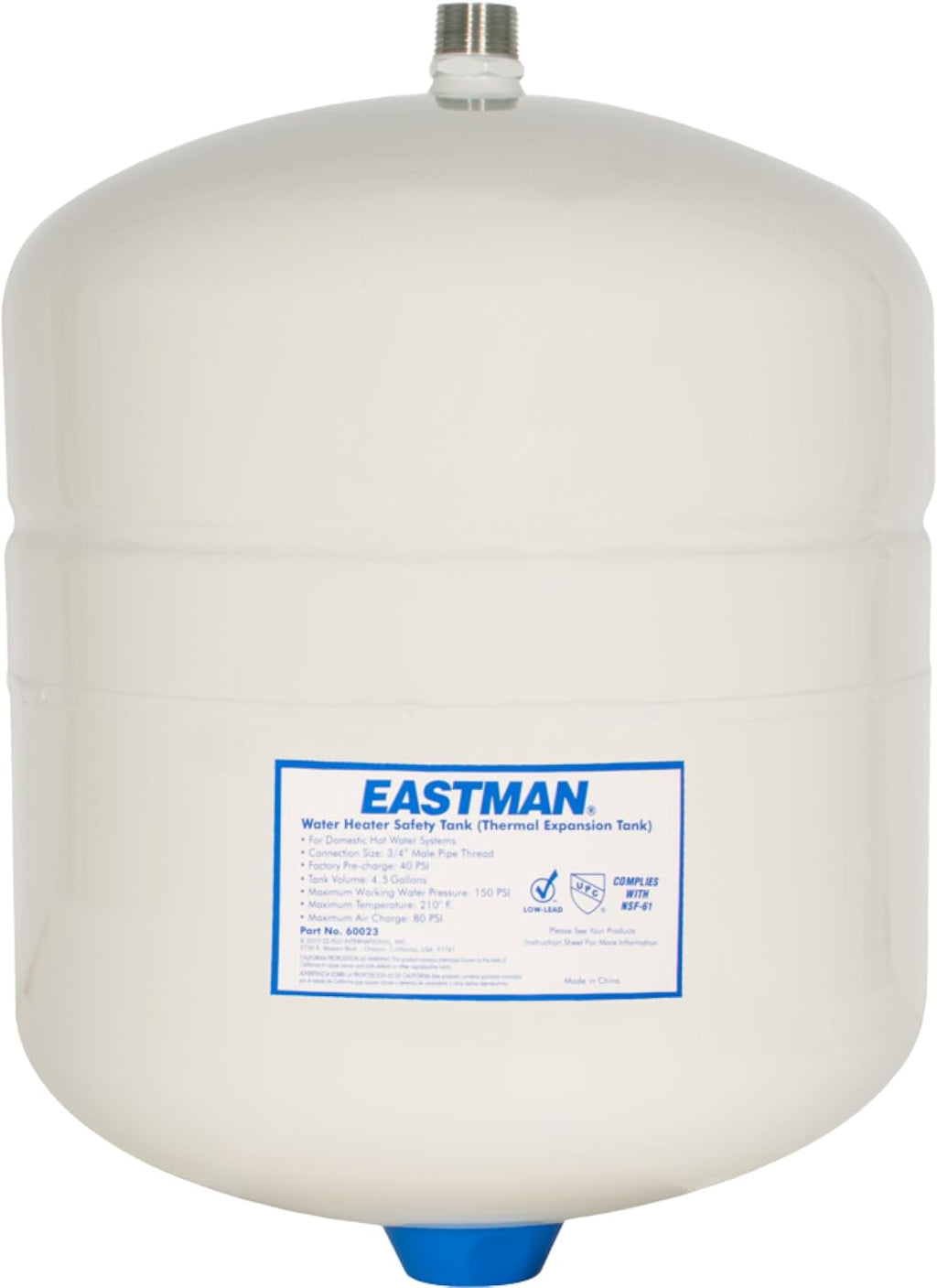 Thermal Expansion Tank, 4.5 gal, 3/4 in MIP Connection, 60023