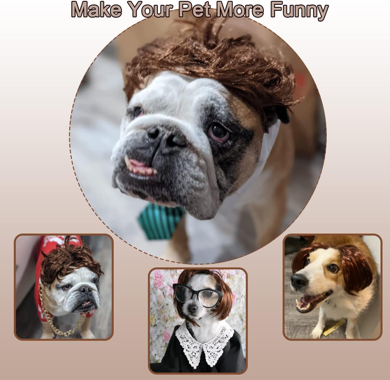 Dog Wig Pet Costumes, Cat Costume Synthetic Accessories Small Dog Headwear for Halloween Christmas Eve Festival Party