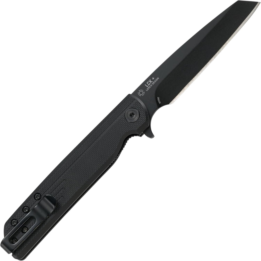 LCK + EDC Assisted Folding Knife with Liner Lock, Black, 3802K | 3.24" Tanto Blade, Lightweight GRN Handle, Stainless