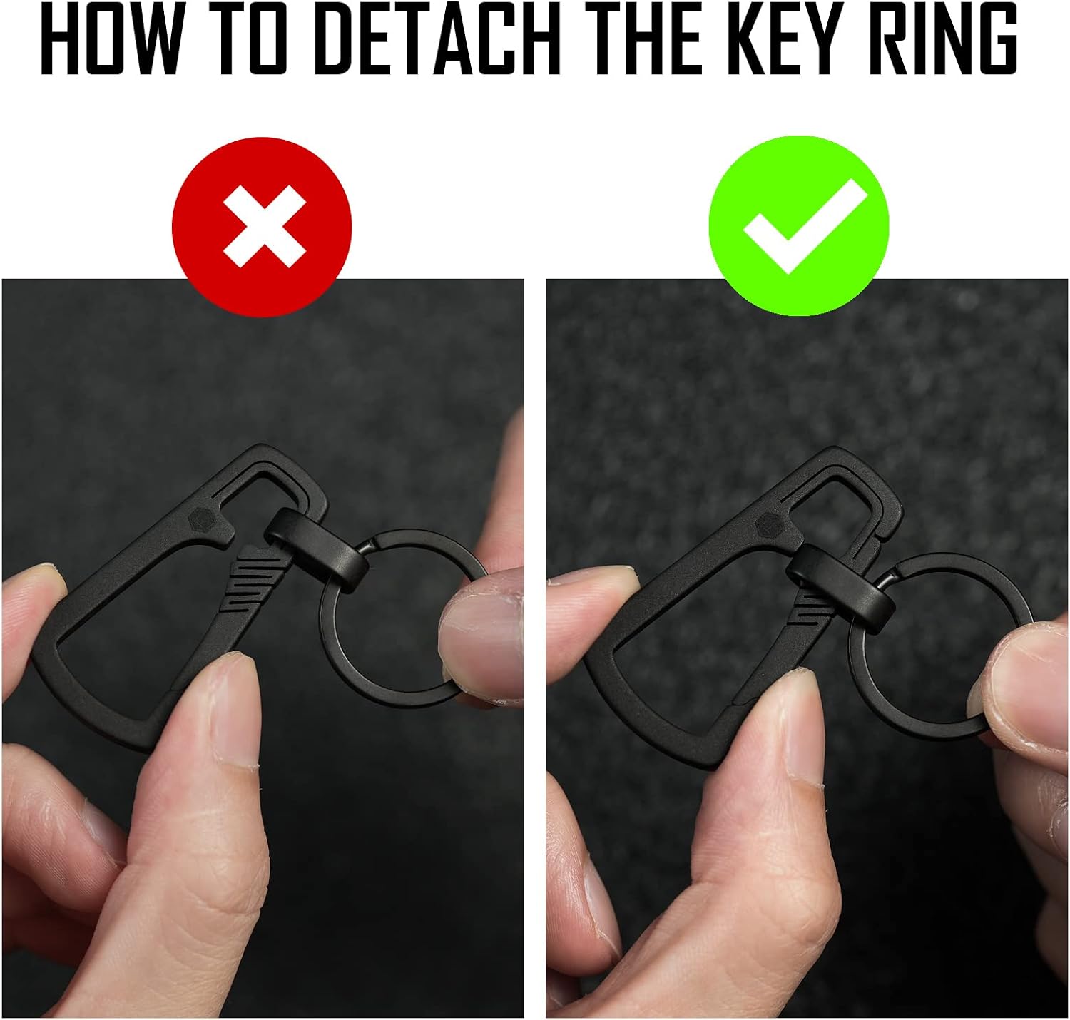 Titanium Carabiner Keychain Clip, Quick Release EDC Key Holder Organizer with Key Ring