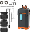 External Canister Filter, Ultra‑Quiet Aquarium Filter with Complete Filter Media, Freshwater & Saltwater for 29‑40