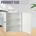 First Aid Kit with Lock 3 Shelf Wall Mount Medicine Cabinet White