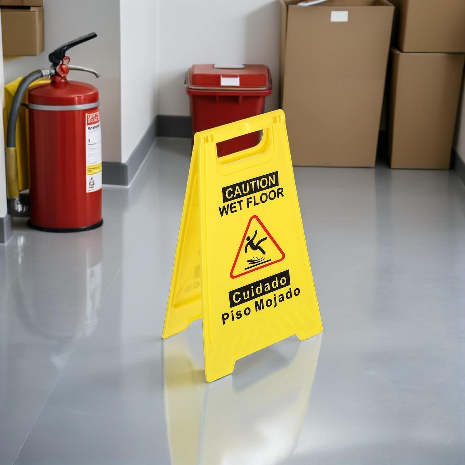 2pcs Double-sided Foldable Wet Floor Warning Signs Bilingual Yellow A-frame Safety Caution Signs for Commercial Use