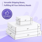 18 Pack Small Shipping Boxes Assorted Sizes, 6x4x3, 12x9x3, 13x10x2-6 PCS Each Small Boxes, White Corrugated Box