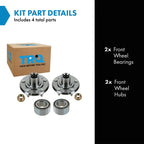 TRQ 2 Piece Front Wheel Bearing & Hub Kit Set