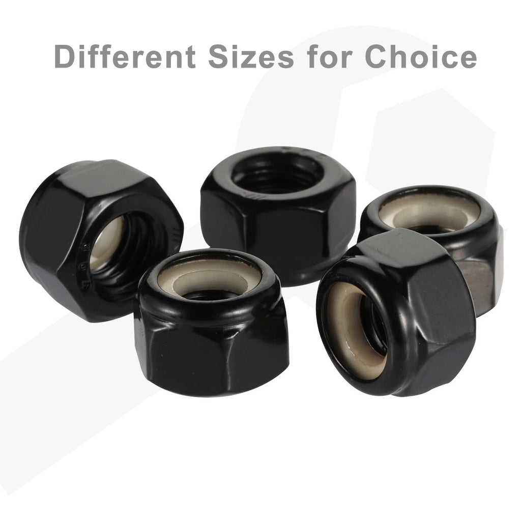 #8-32 Nylon Insert Lock Nuts Locknuts, 304 Stainless Steel Black Finish, 50 PCS