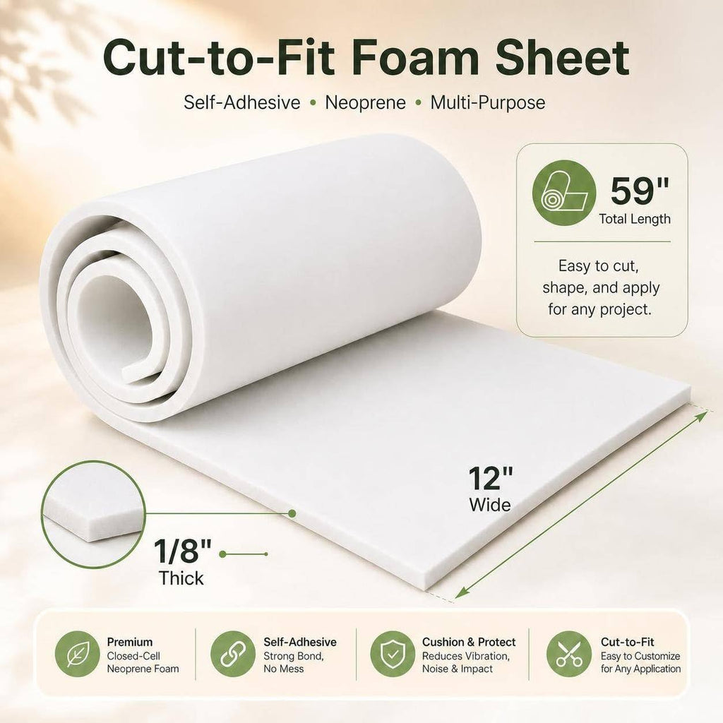 Sponge Neoprene Foam Sheet with Adhesive 1/8''T x 12''W x 59''L