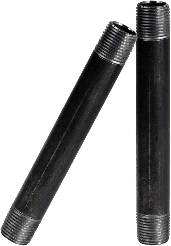 Everflow Supplies NPBL3480-2 Steel Nipple Pipe, Pack Of 2, Black