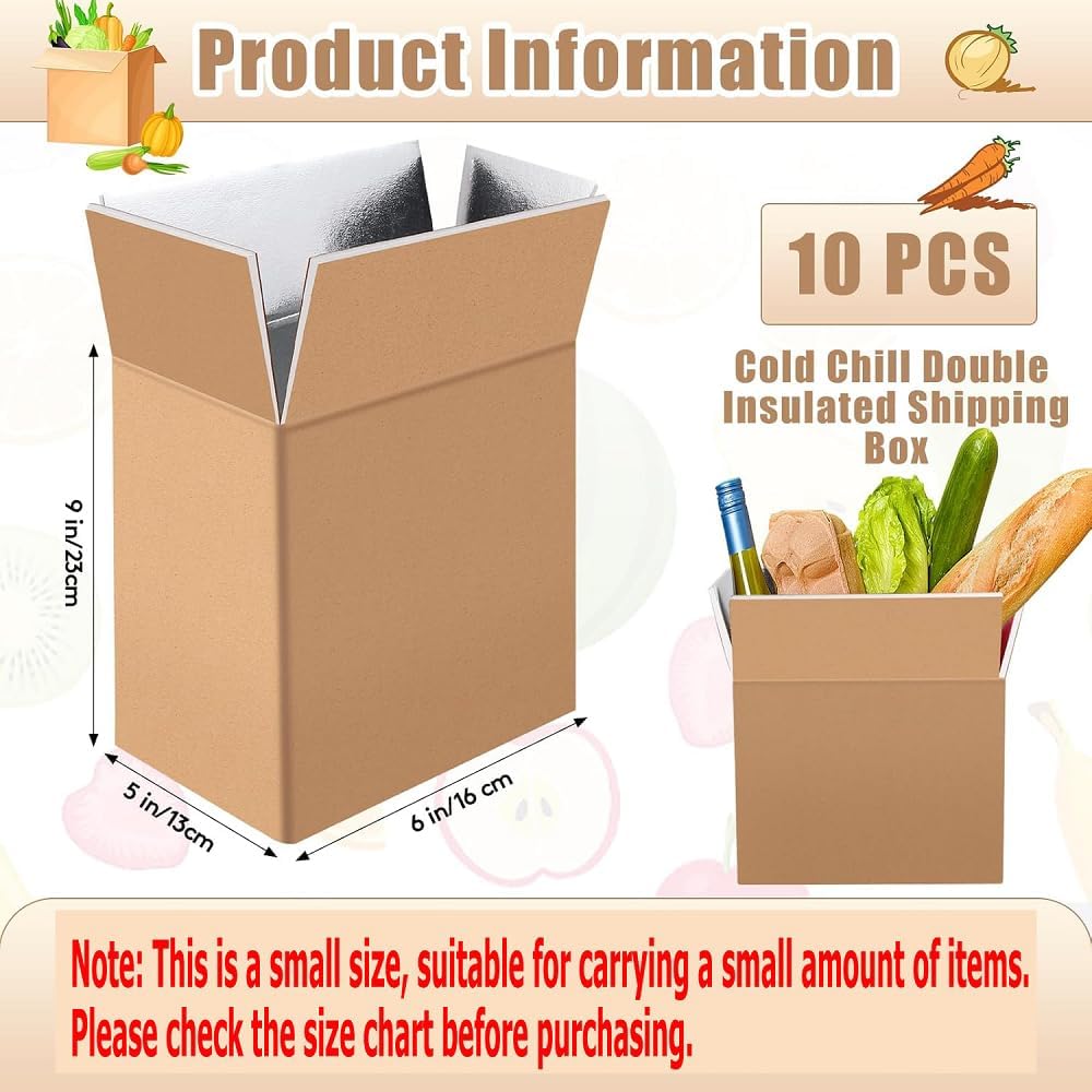 10 Pack Insulated Shipping Boxes, 9 x 5 x 6 In