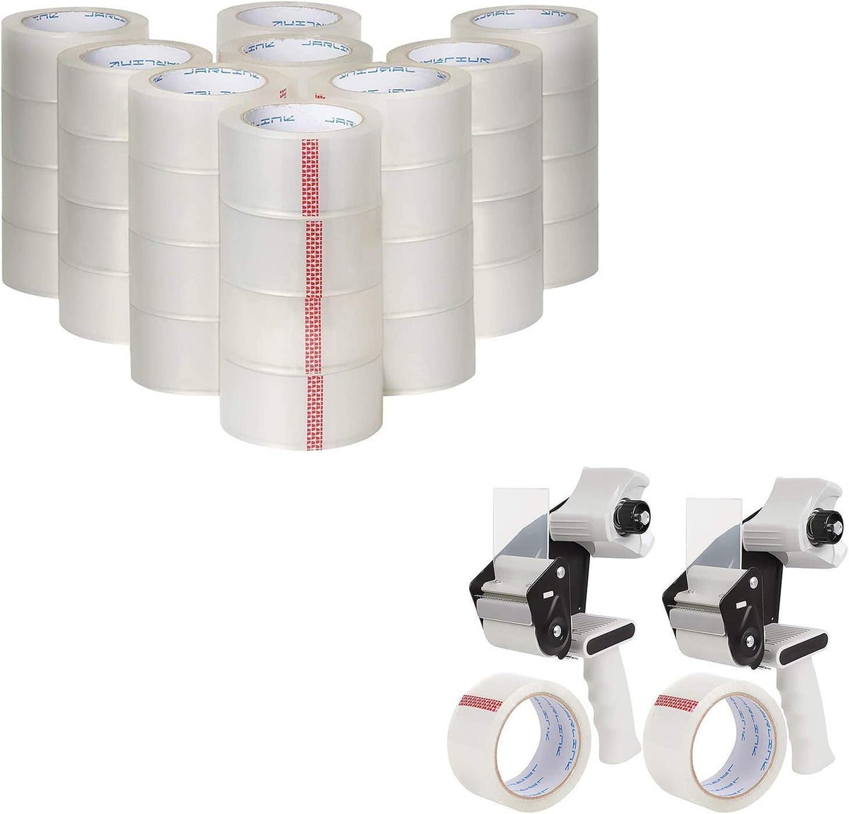 Packing Tape Dispenser Gun (2 Pack) with 2 Rolls Tape Bundle with 36 Rolls Clear Packing Tape for Shipping Packaging