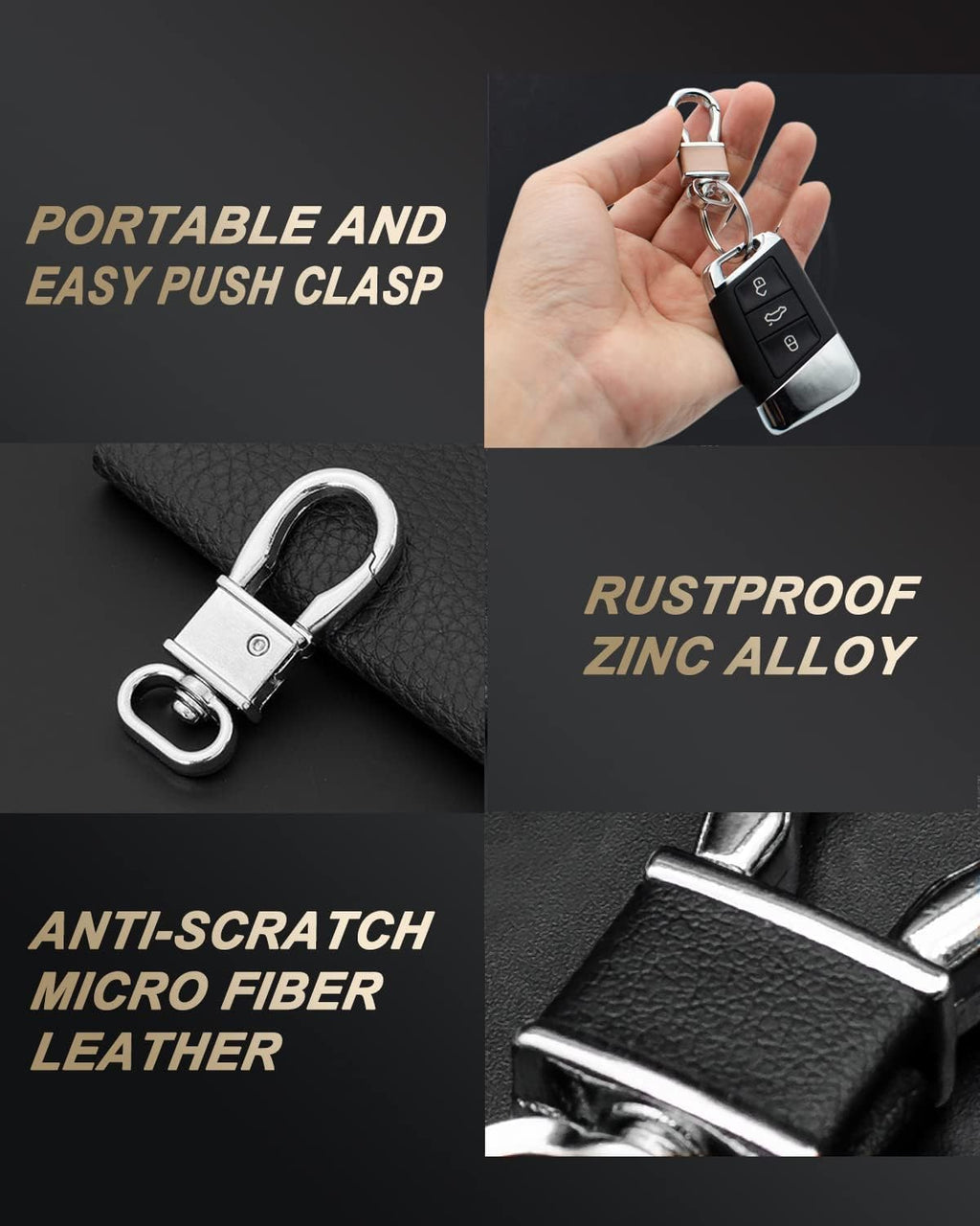 4 Pack Metal Carabiner Keychain Key Clip Hook, 4 Key Rings Car Key Chain Clips Ring Holder Organizer for Men and