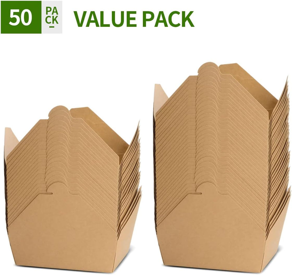 70 oz Large Take Out Food Containers 50 Pack, Paper To Go Box #3