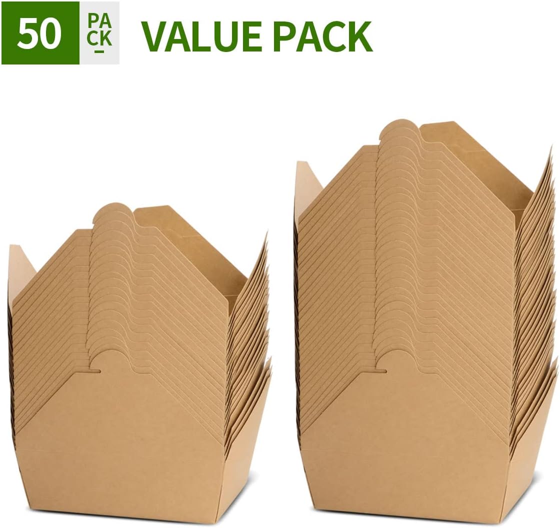 70 oz Large Take Out Food Containers 50 Pack, Paper To Go Box #3